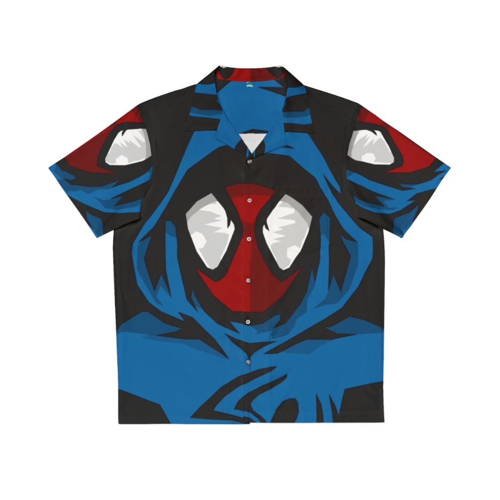 Scarlet Spider inspired Hawaiian shirt with spider web and Marvel design