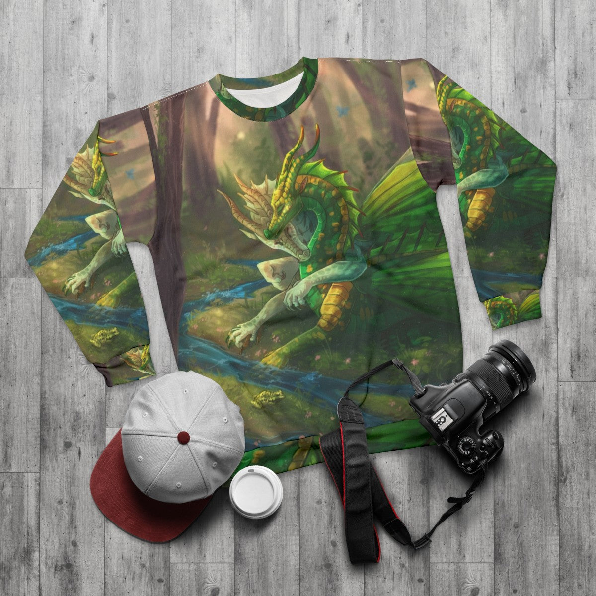 Wings of Fire Sundew and Willow Fantasy Dragon Sweatshirt - flat lay