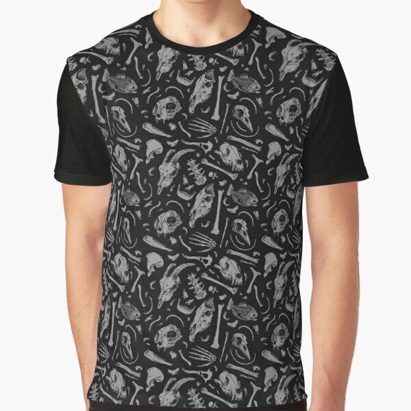 Bones Graphic T-Shirt with Dark Skull Pattern