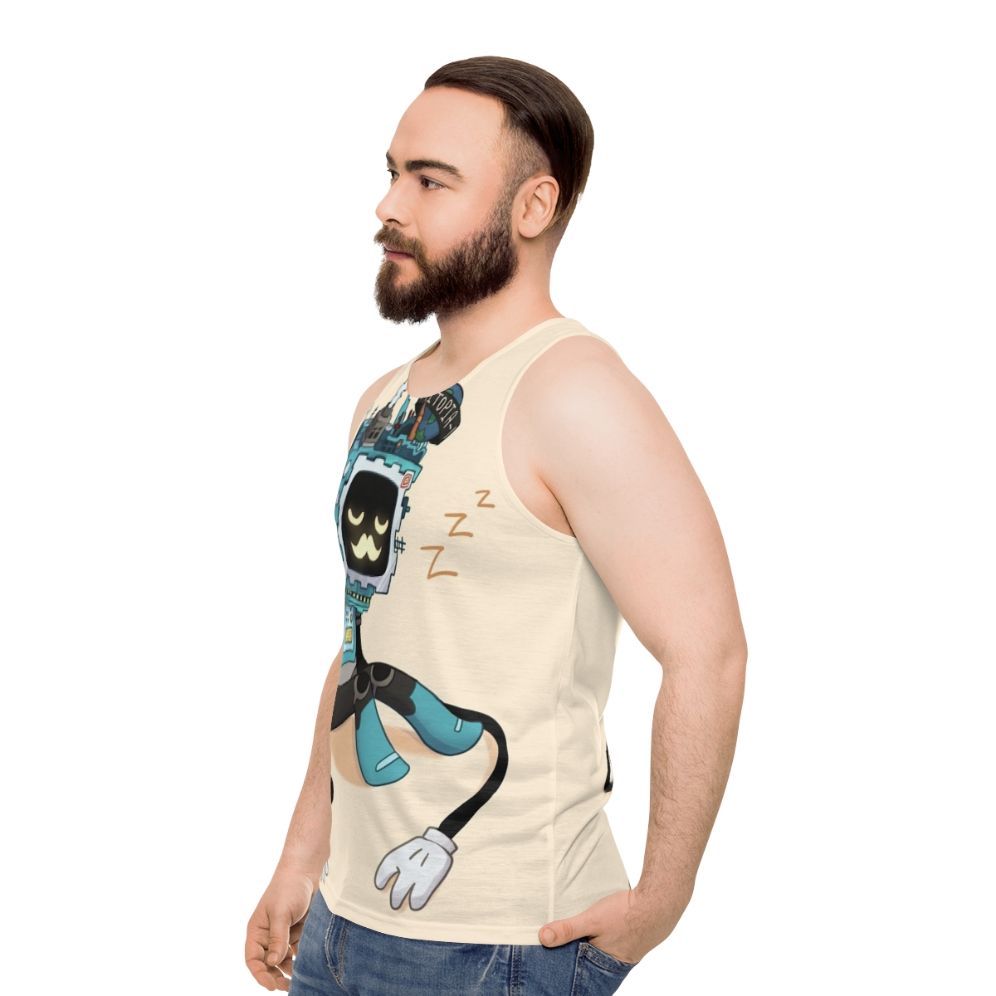 Hermitcraft Grumbot Sleepy Robot Unisex Tank Top - men side