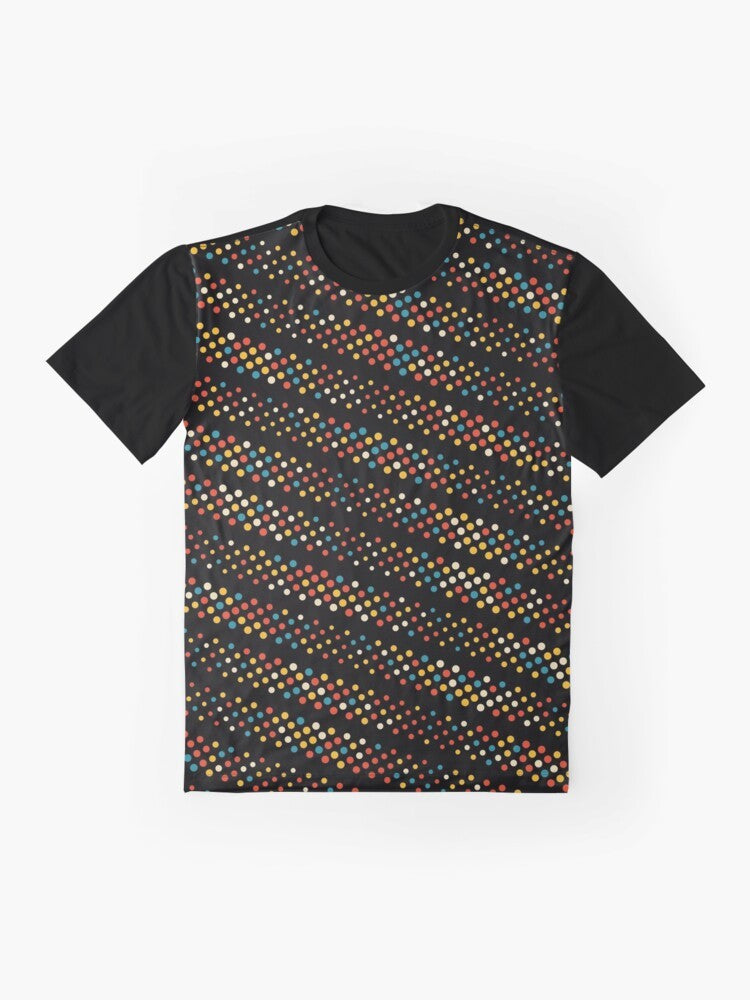 Colorful abstract geometric dots pattern graphic t-shirt - Flat lay