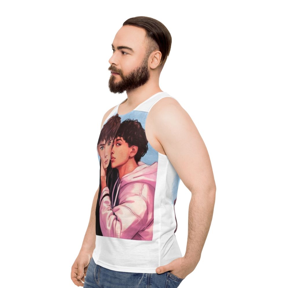 Young Royals Unisex Tank Top with LGBTQ+ Imagery - men side