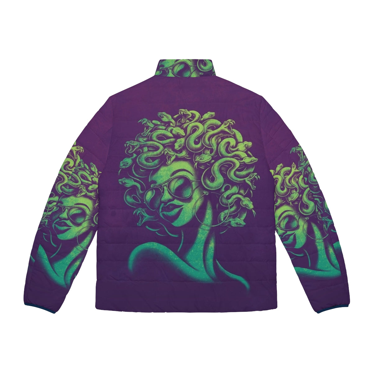 Funky Medusa puffer jacket with unique, mythical design - Back