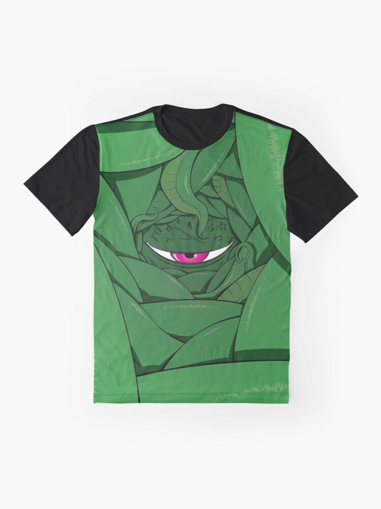 Shuma Gorath, a cosmic horror entity from Marvel comics, featured on a graphic t-shirt - Flat lay