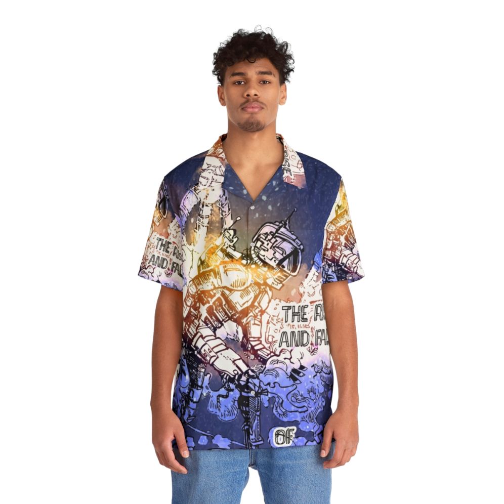 Cyberpunk Hawaiian Shirt featuring Sanctuary Moon and Murderbot Diaries characters - People Front