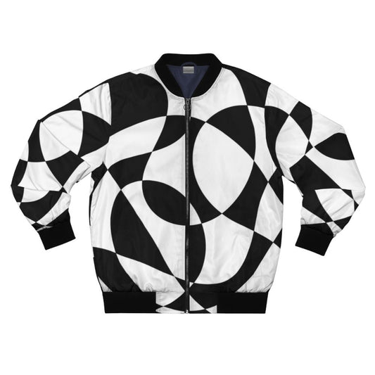 1960s black and white abstract patterned bomber jacket