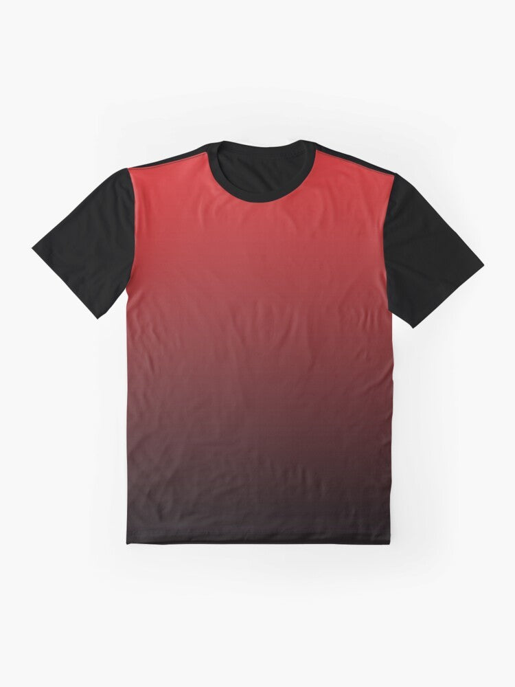 Minimalist t-shirt with a gradient ombre design in shades of red - Flat lay