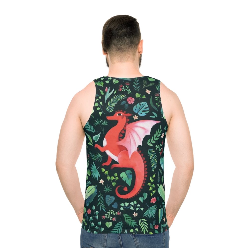 Tropical Dragon Dark Floral Unisex Tank Top - men back