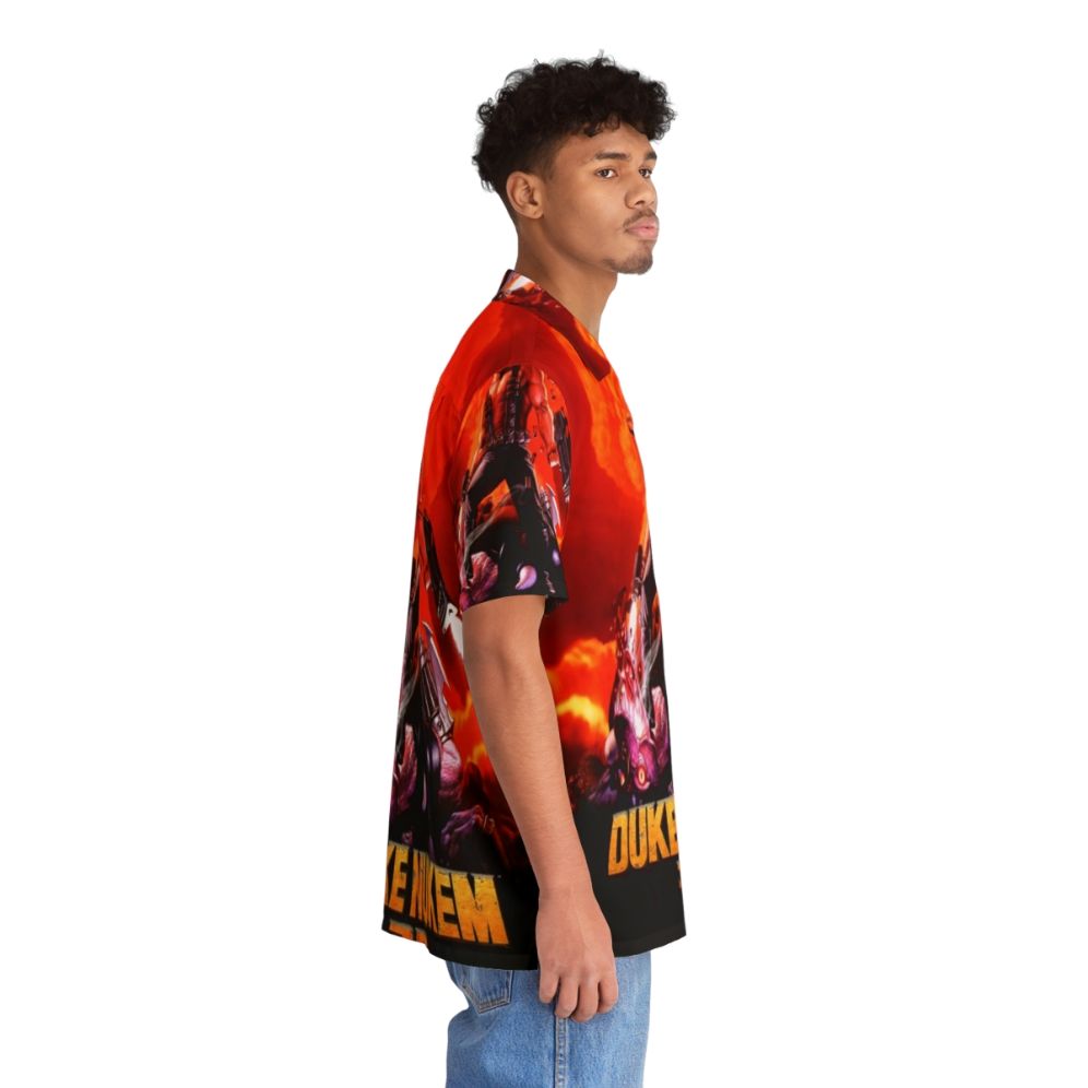 Retro Duke Nukem 3D Hawaiian Shirt with High Contrast Game Print - People Pight