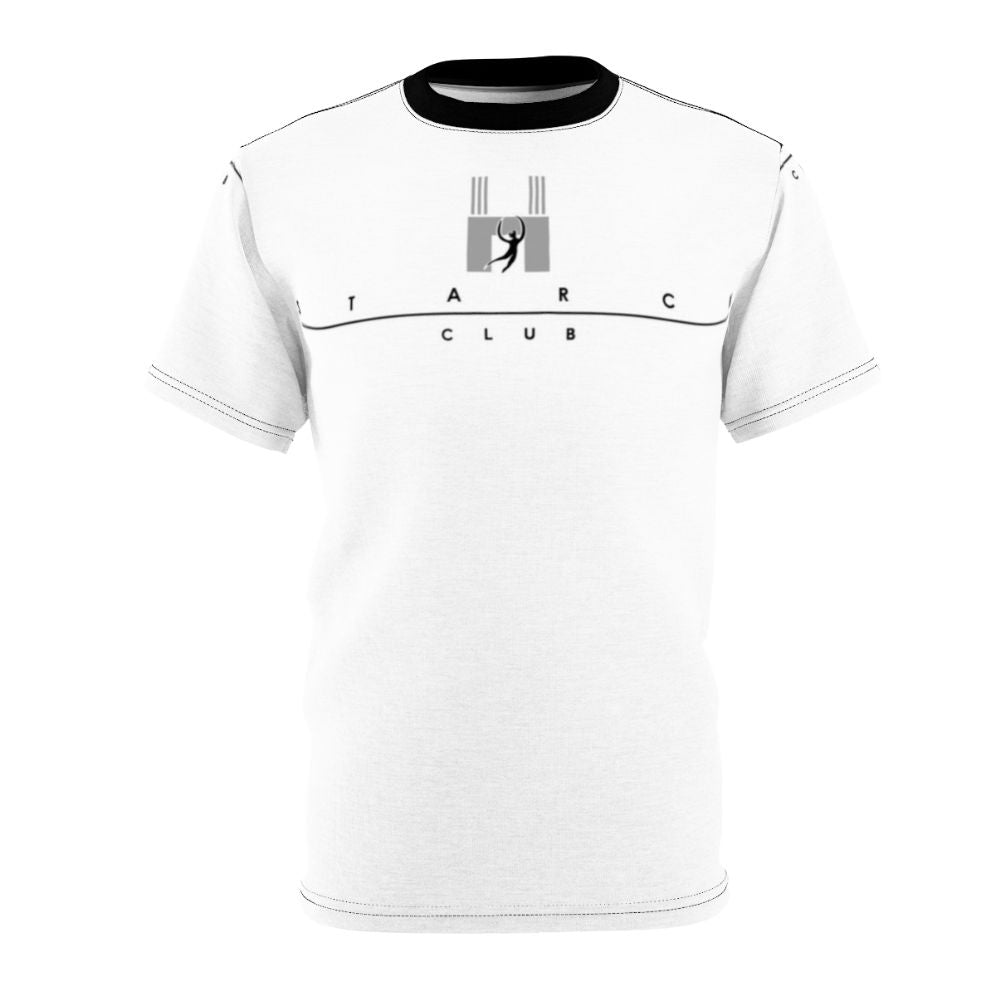 Retro AOP t-shirt featuring a stylish design inspired by the 80s Dallas nightlife scene