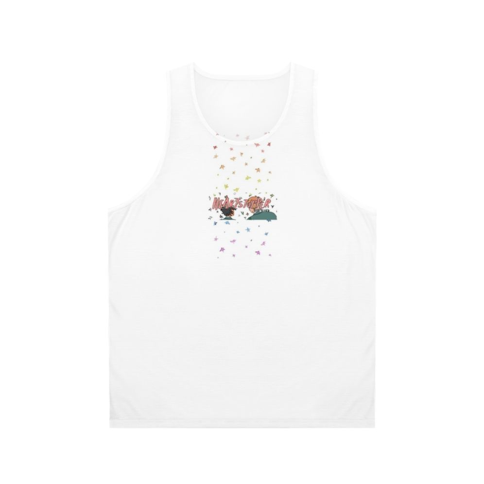 Unisex 'Love Heartstopper' tank top featuring Nick and Charlie from the popular webcomic