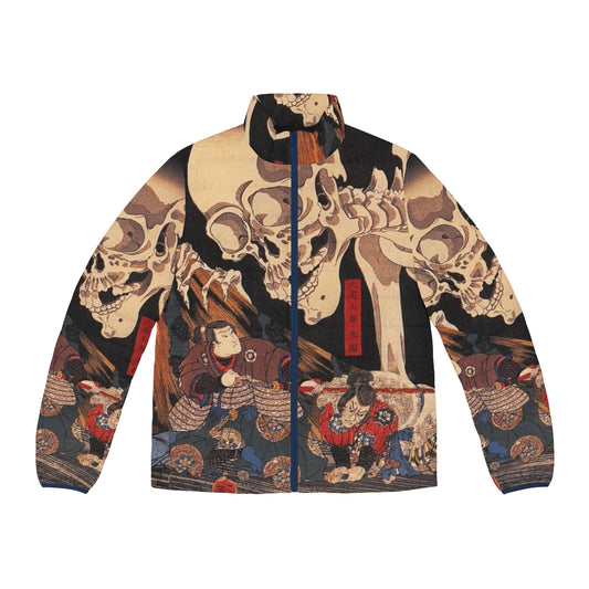 Skeleton Spectre Puffer Jacket featuring Japanese samurai and ukiyo-e inspired design