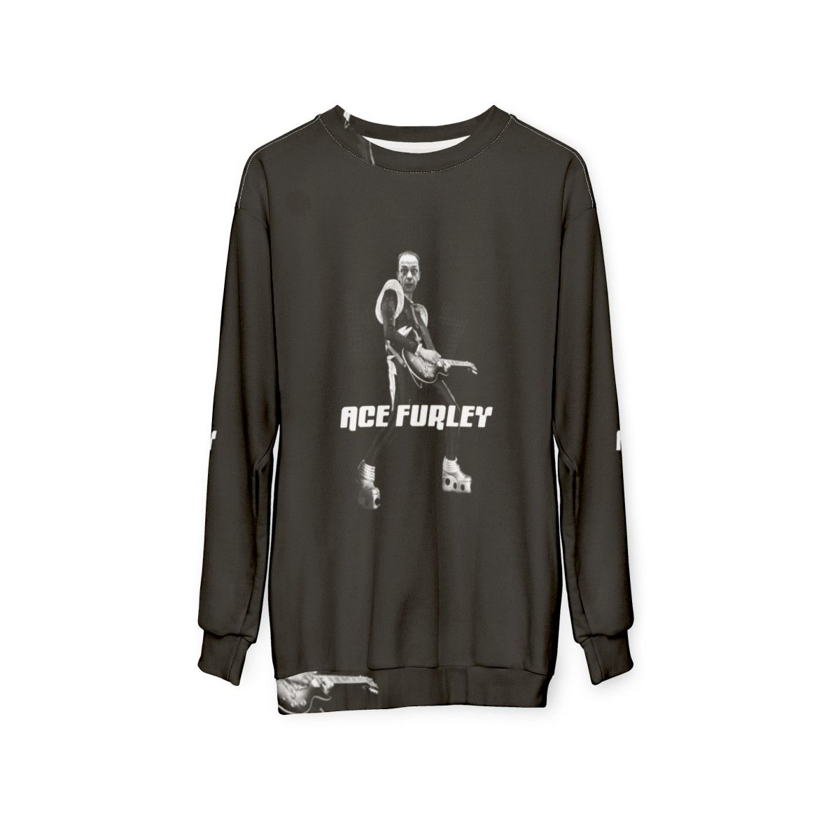 Ace Furley Sweatshirt featuring a guitar design - hanging