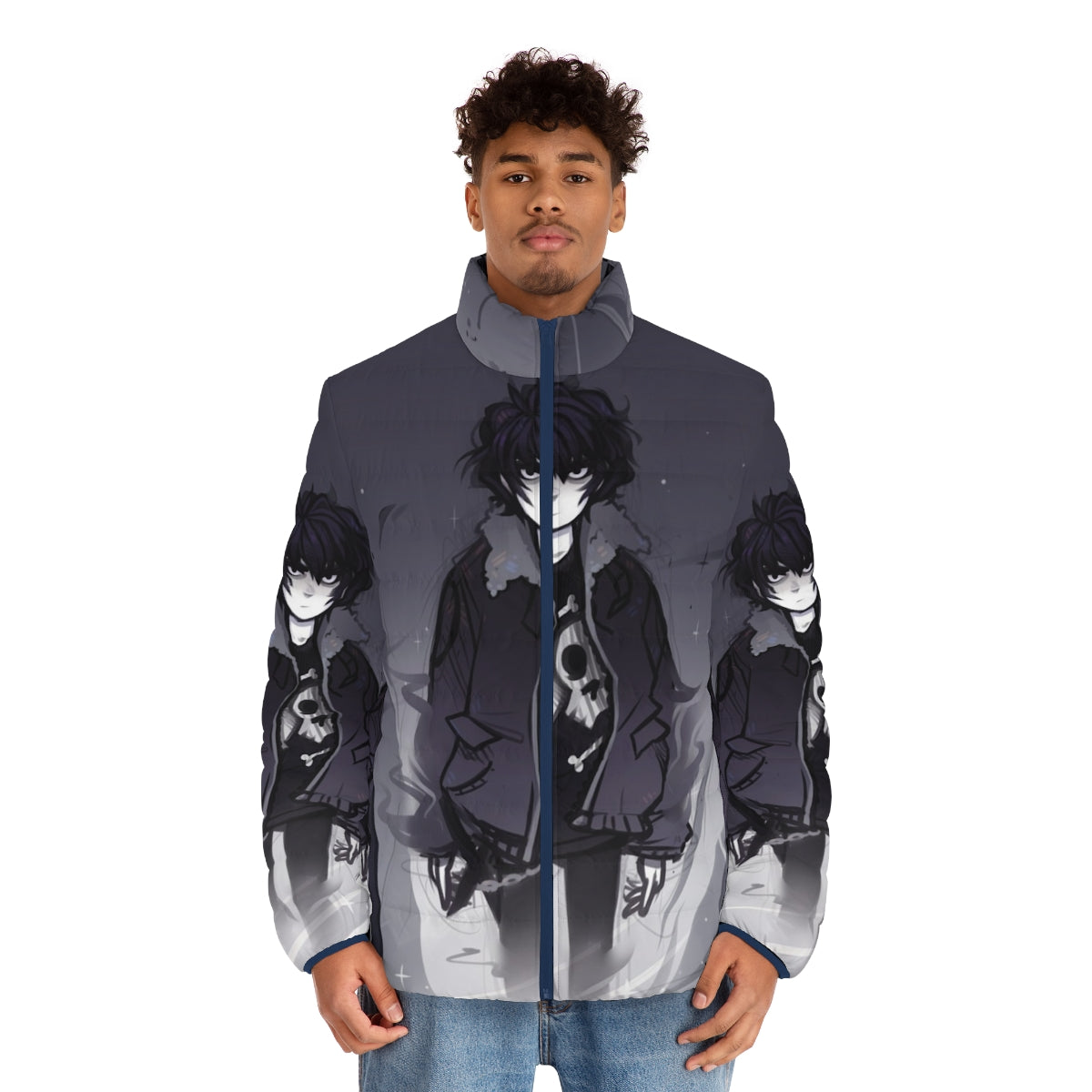 Nico Di Angelo inspired puffer jacket with shadow and darkness design - men front