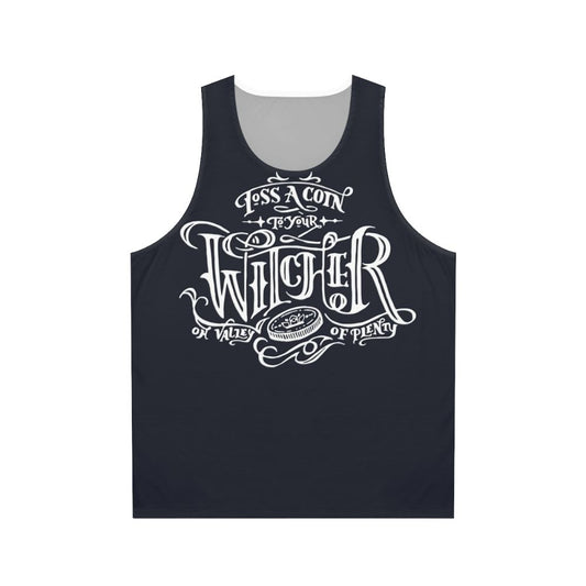 Toss A Coin To Your Witcher Unisex Black & White Tank Top