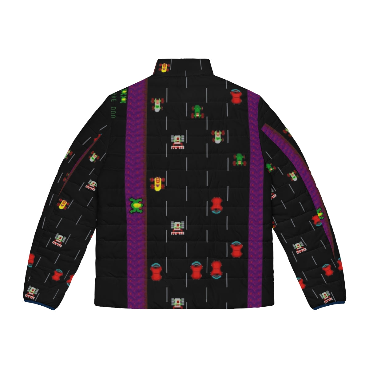 Frogger Puffer Jacket - Retro Gaming Inspired Outerwear - Back