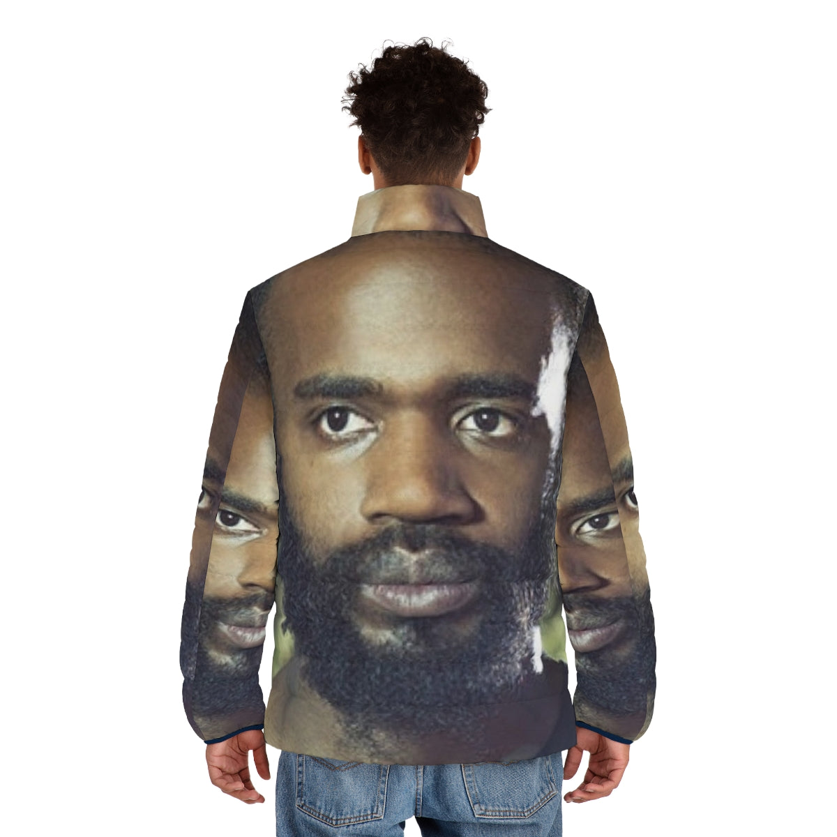 MC Ride Death Grips Puffer Jacket featuring iconic face graphic - men back