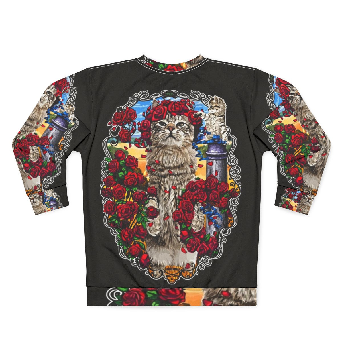 Grateful cats and psychedelic roses design on a sweatshirt - Back