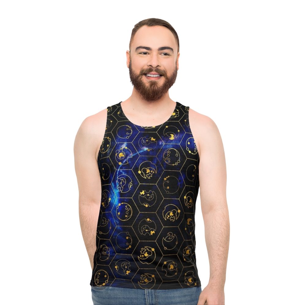 Gallifreyan Time Lord Alphabet Unisex Blue Tank Top - men