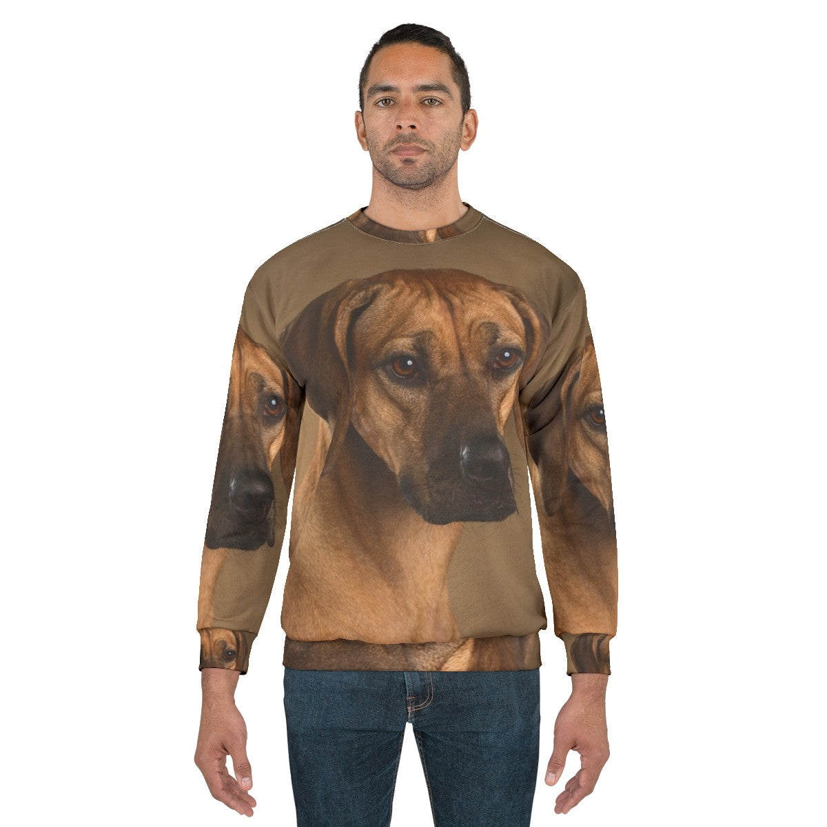 Rhodesian Ridgeback dog portrait with soulful eyes - men