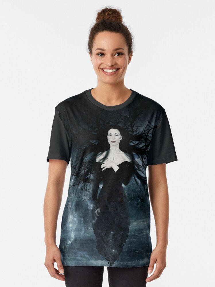 Aleah "Trees Of Eternity" graphic t-shirt design featuring mied media and music fanart - Women