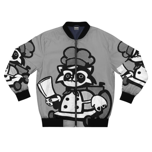 Overcooked Raccoon Bomber Jacket - Retro Graphic Outerwear