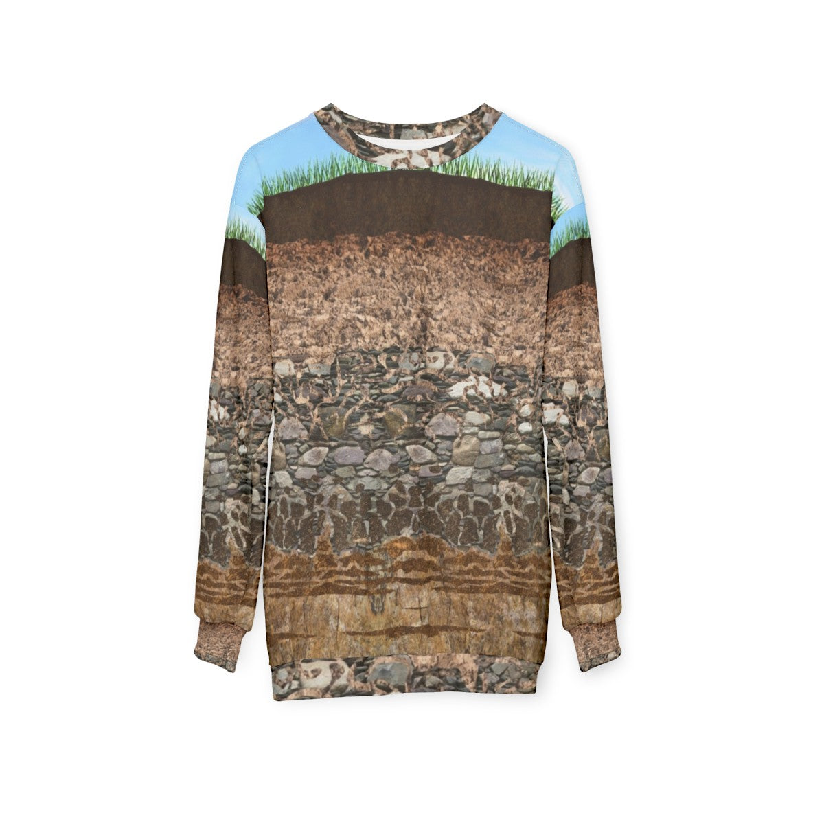 Soil Profile Sweatshirt with educational design - hanging