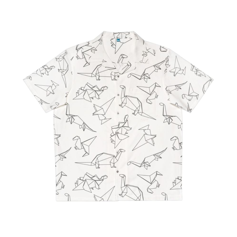 Origami Dinosaur Hawaiian Shirt with Minimalist Geometric Pattern