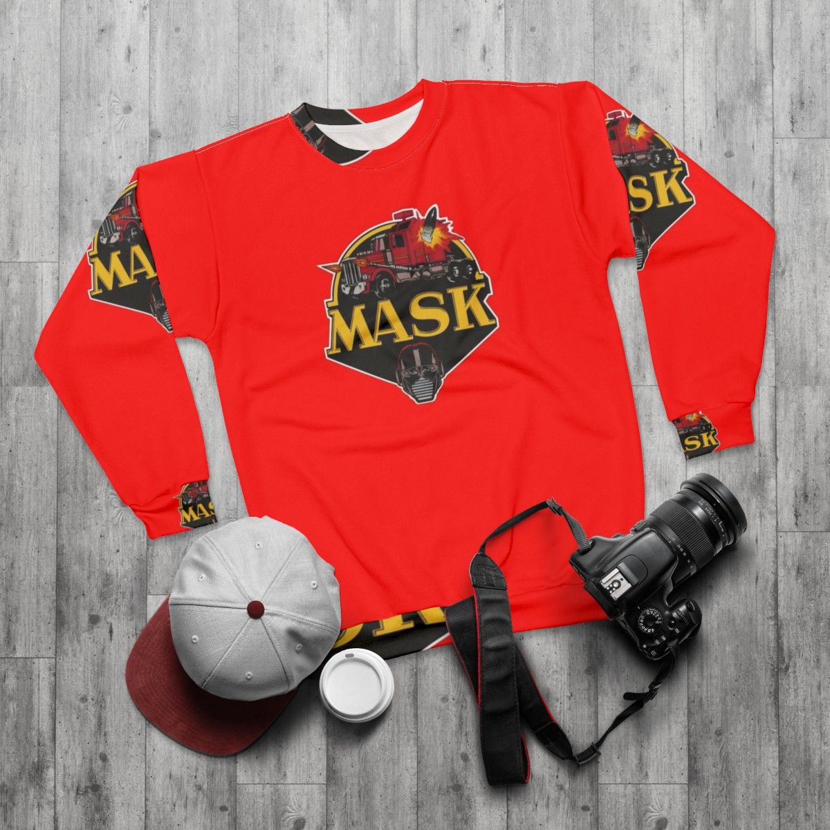 Retro '80s Mask Sweatshirt - flat lay