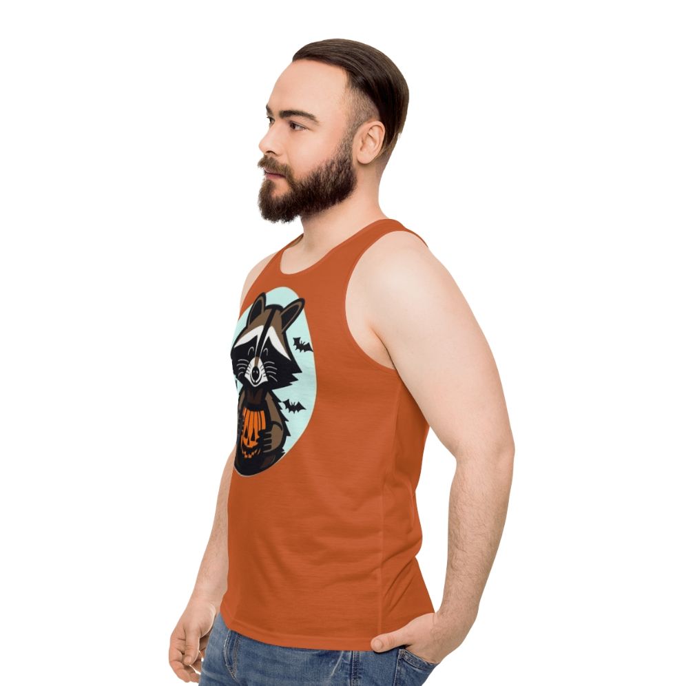 Trick Or Trash Raccoon Unisex Halloween Tank Top - men side