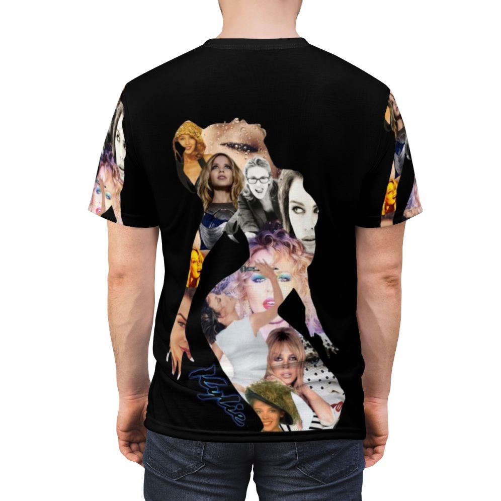 Kylie Minogue inspired silhouette design on a t-shirt for pop music fans - men back