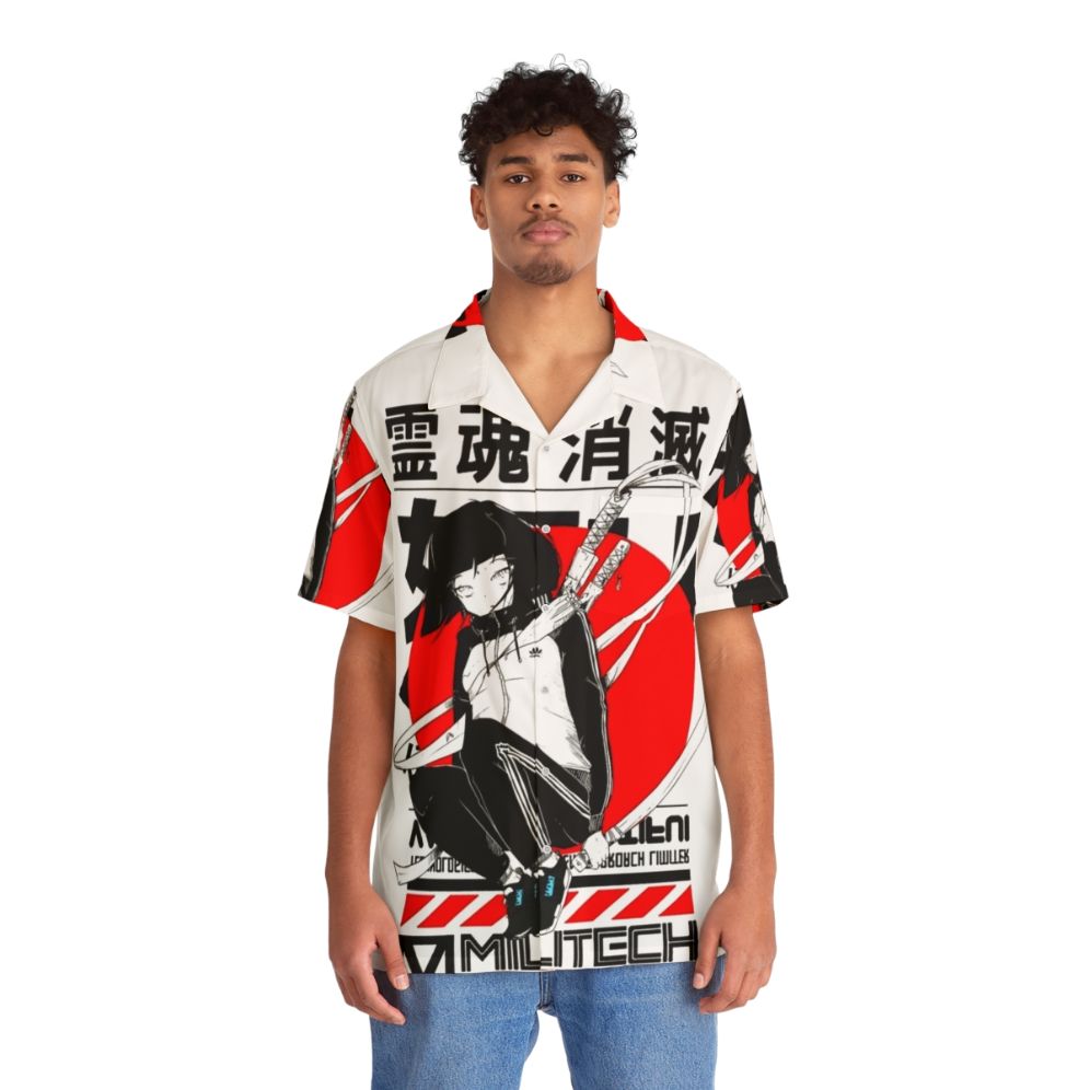 Japanese Urban Style Red Sun Hawaiian Shirt - People Front