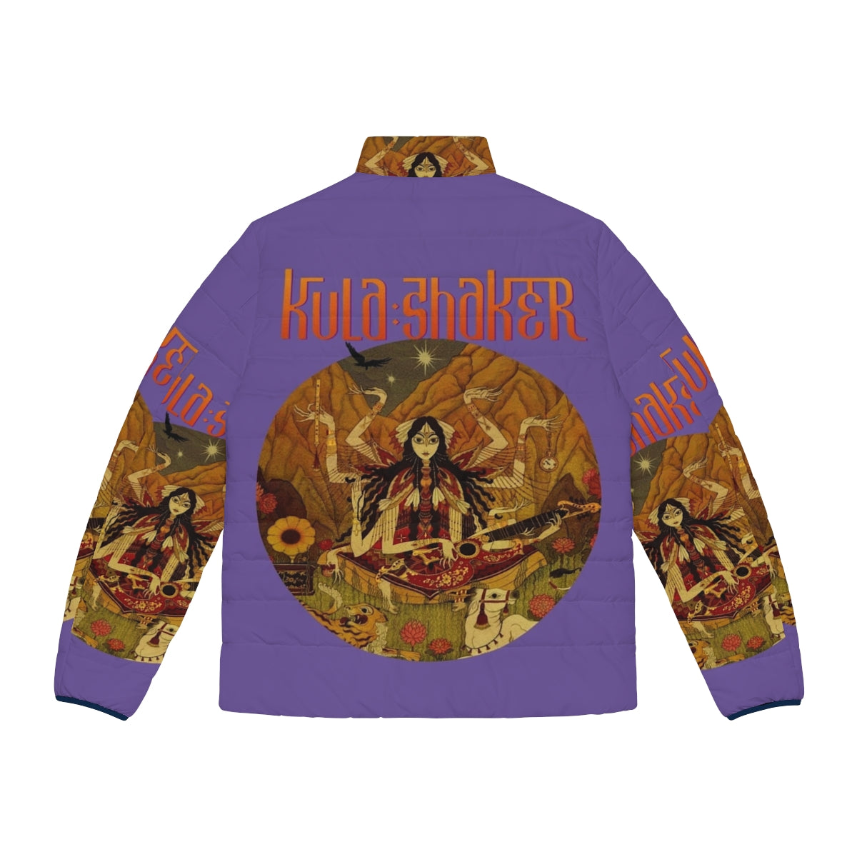 Kula Shaker inspired retro puffer jacket with a cozy and stylish design - Back