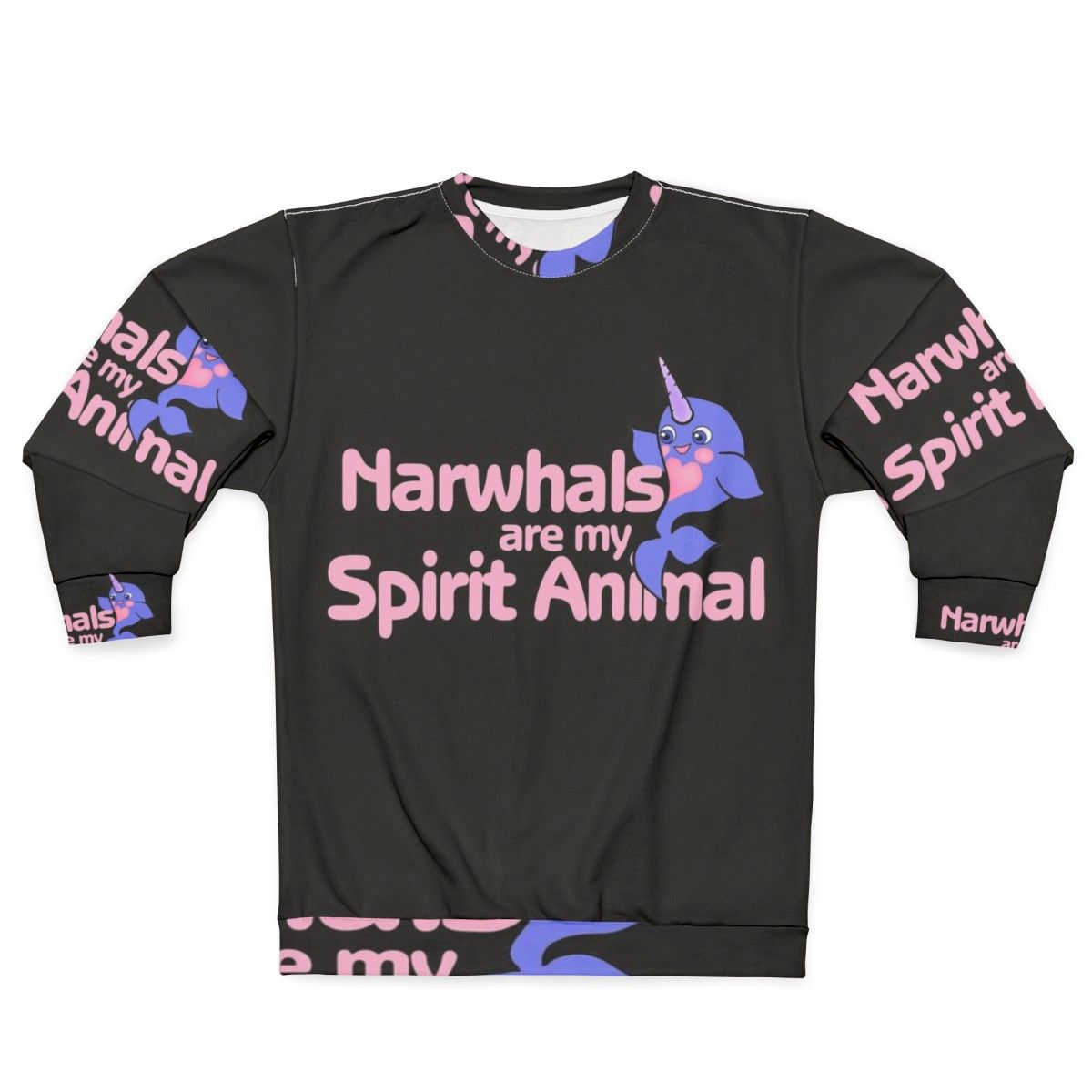 Narwhal graphic on pink and purple sweatshirt