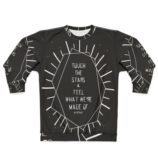 Celestial sweatshirt with stars and cosmic typography