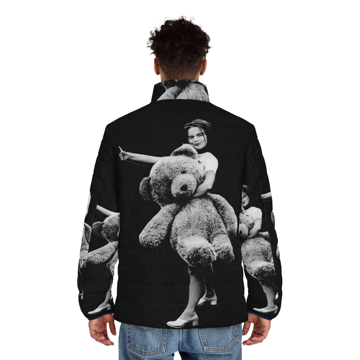 Bjork inspired teddy bear puffer jacket in oversized fit - men back