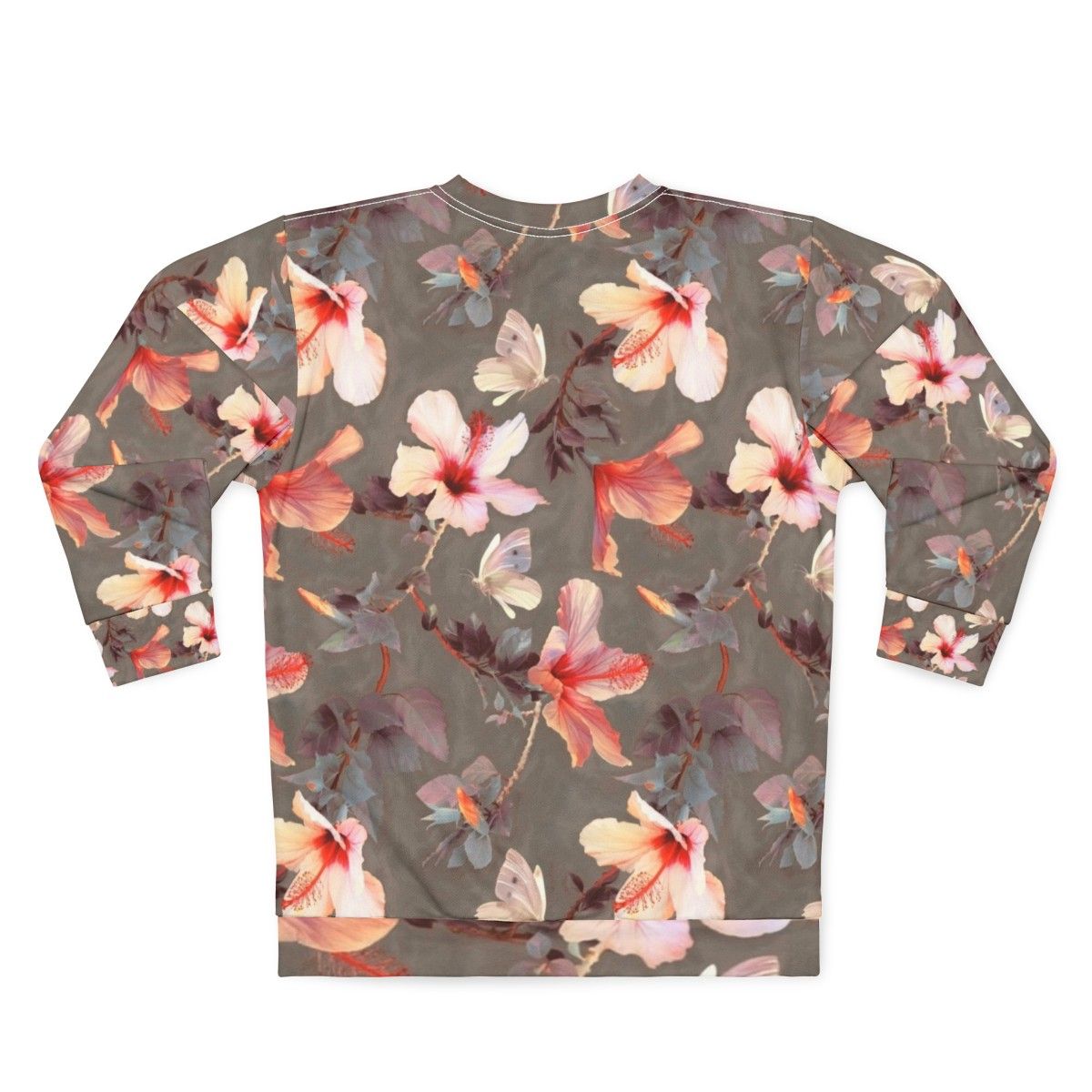 Coral hibiscus floral printed sweatshirt - Back