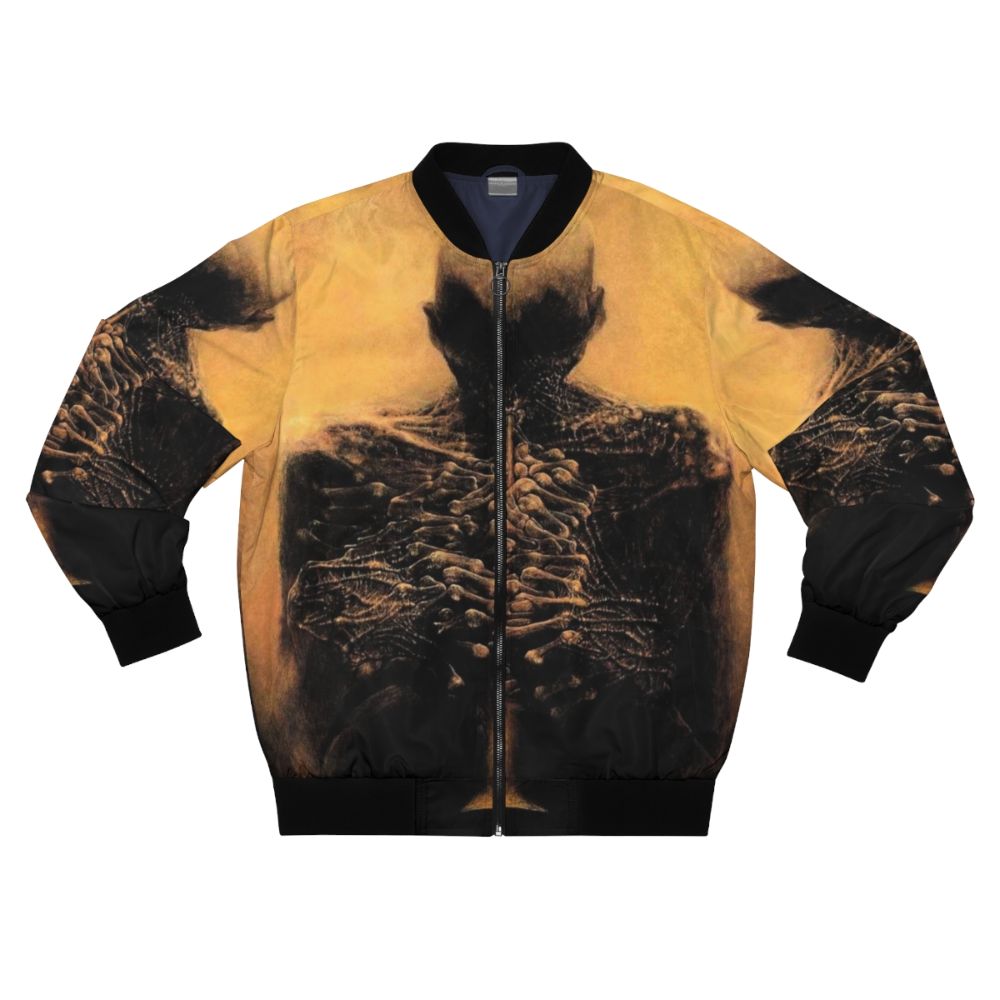 Zdzisław Beksiński's surrealist artwork "Untitled (Musician)" printed on a bomber jacket