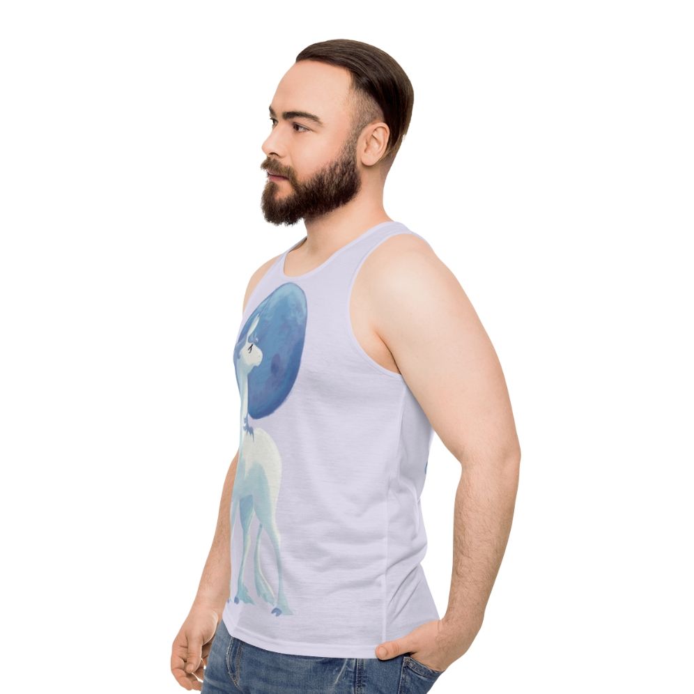 The Last Unicorn Unisex Tank Top featuring a mythical unicorn - men side