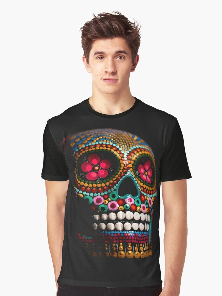 Colorful day of the dead skull graphic t-shirt by Goli - Men