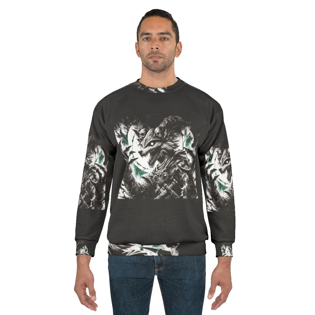 Furry art sweatshirt featuring cute animal prints and anthropomorphic designs - men