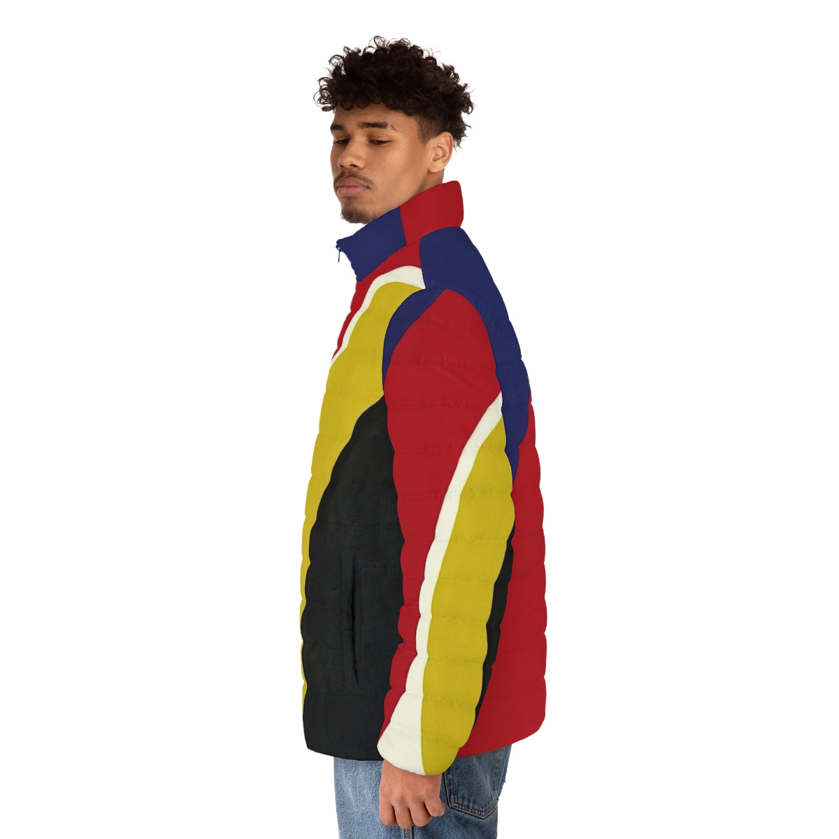 Thomas Downing Red Span 1964 Puffer Jacket featuring abstract art and geometric patterns - men side left