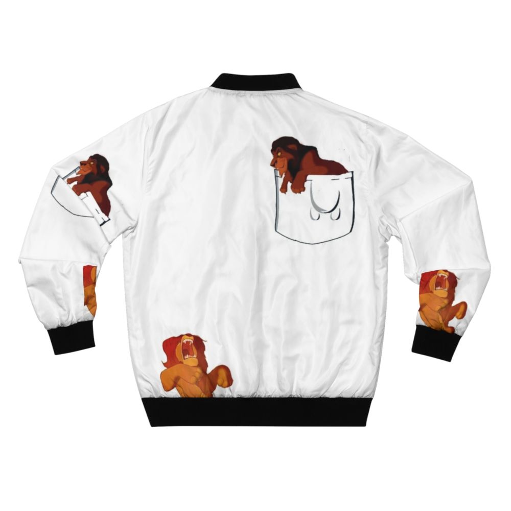 Stylish bomber jacket featuring a lion design, inspired by the Disney character Mufasa - Back