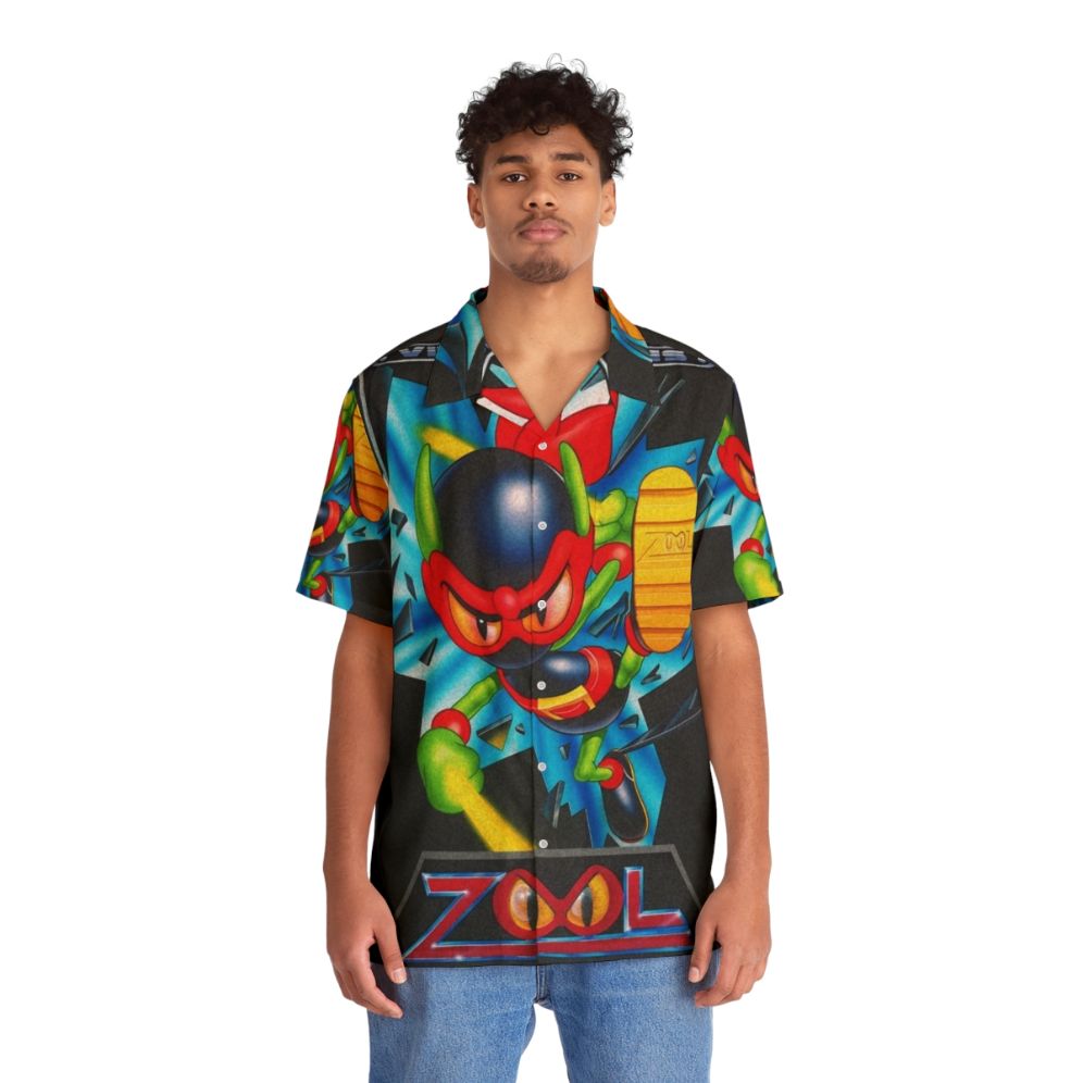 Retro video games Hawaiian shirt featuring the Zool V2 character - People Front