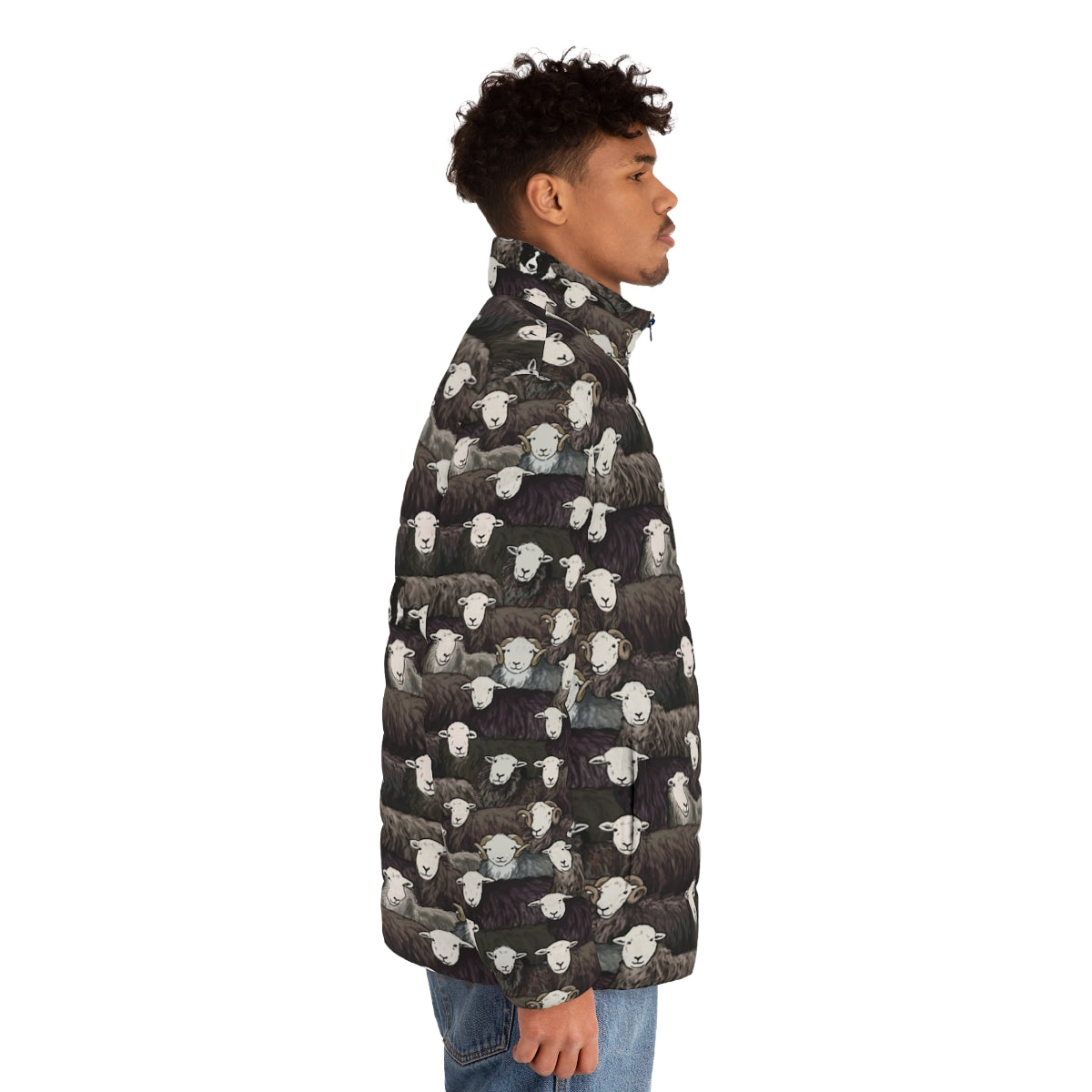 Herdwicks Puffer Jacket with Herdwick Sheep Pattern - men side right