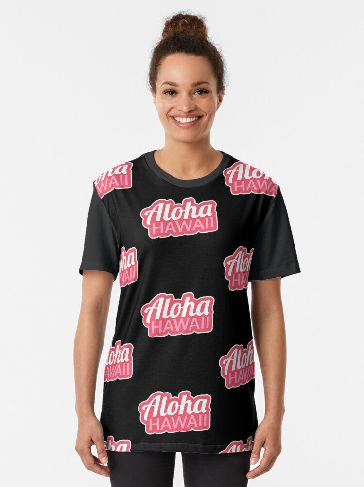 Aloha summer graphic t-shirt with pineapple and tropical design - Women