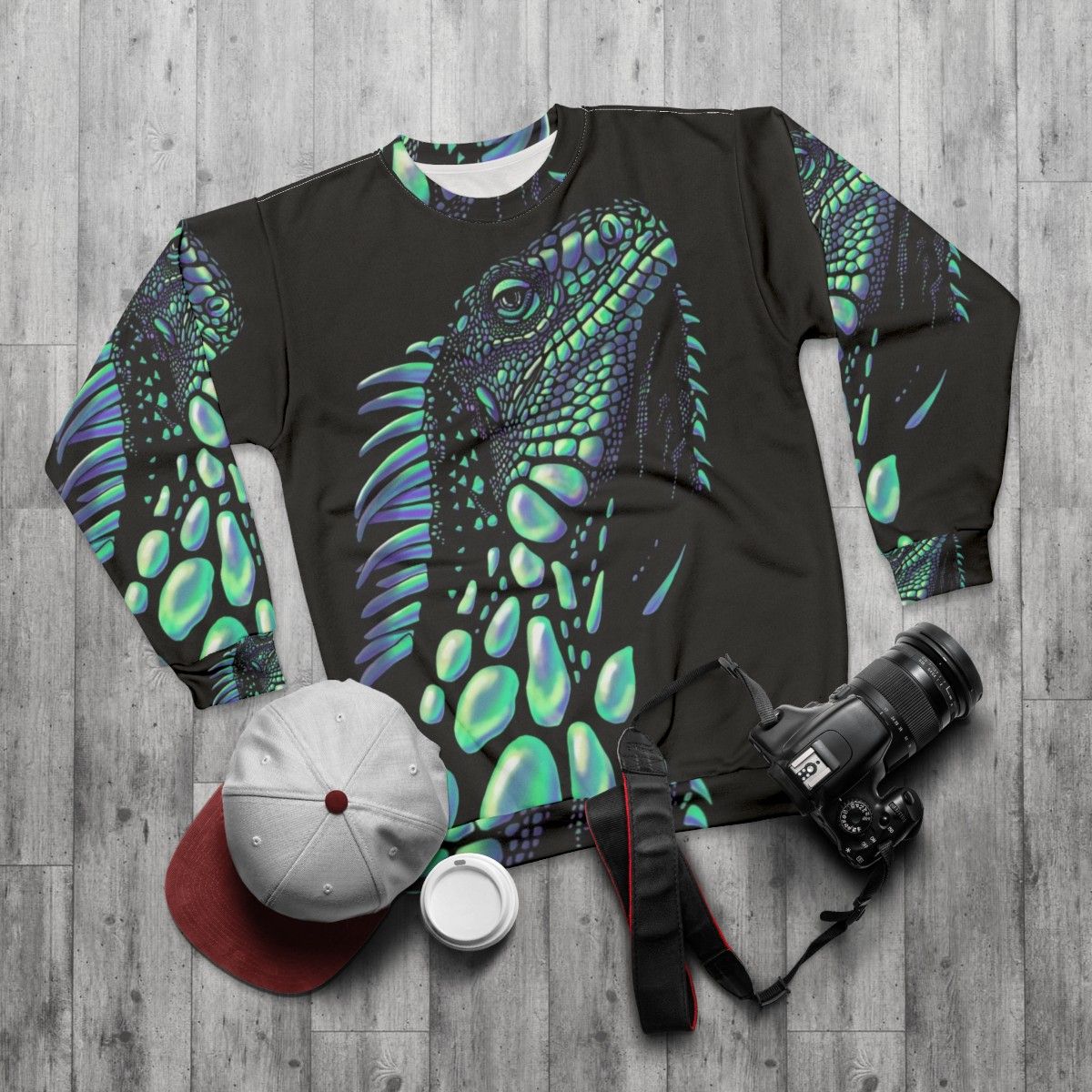 Iguana Soap Bubbles Sweatshirt - flat lay