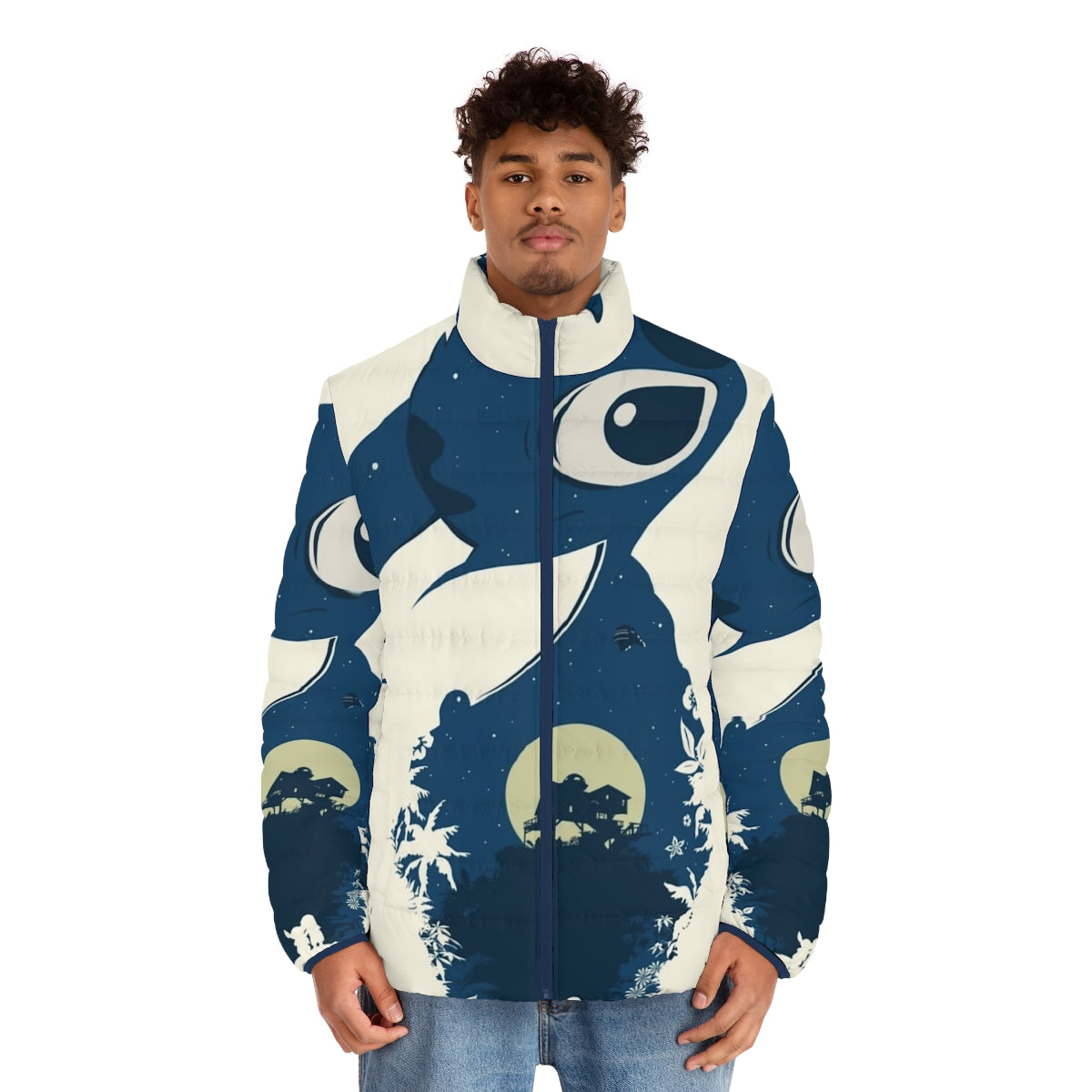 Lilo and Stitch inspired puffer jacket with 626 design - men front