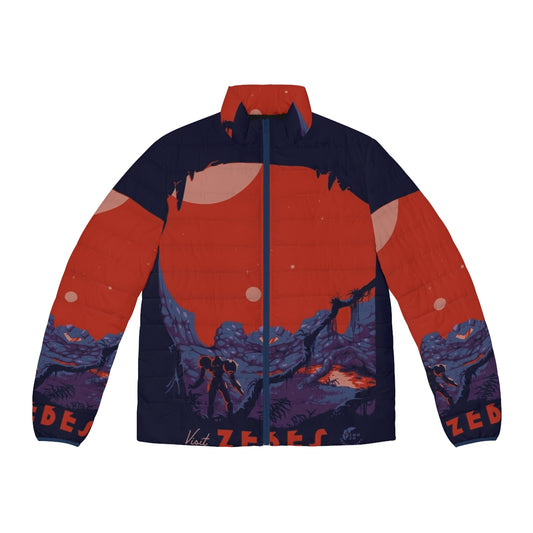 Zebes Puffer Jacket featuring Metroid inspired sci-fi design