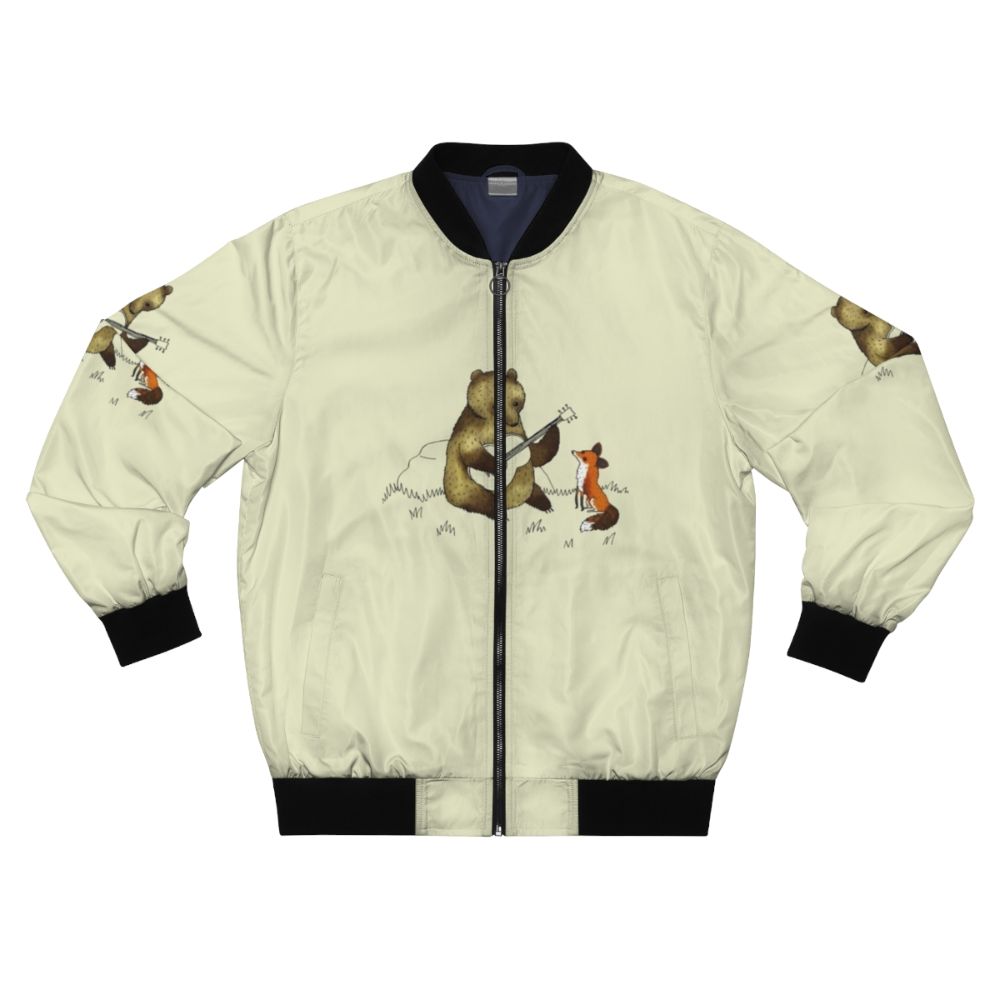 Stylish bear and fox bomber jacket with a nature-inspired design